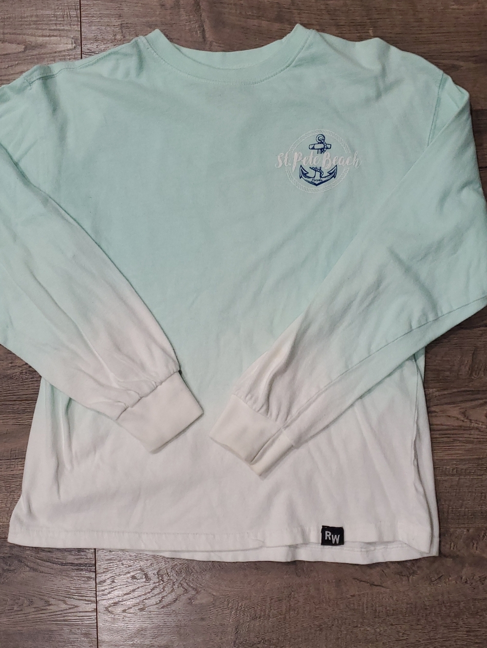 St. Pete Beach Ombre Long-Sleeve Crew - Mint & White